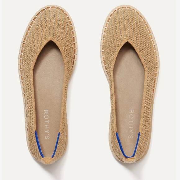 Rothy's Gold Stripe Espadrille with Optional Ankle Ribbon - Picture 6 of 10